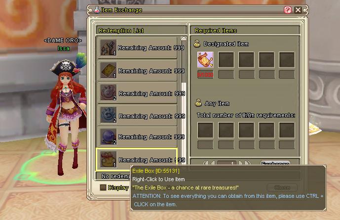 Exile Box en la tienda — Ctrl+Click para ver todo su contenido posible
