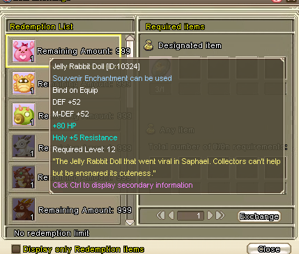 Souvenir Jelly Rabbit Doll con sus stats