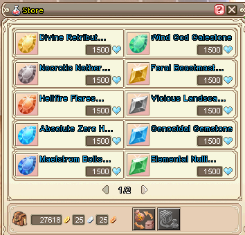 Tienda PVP: gemas y materiales